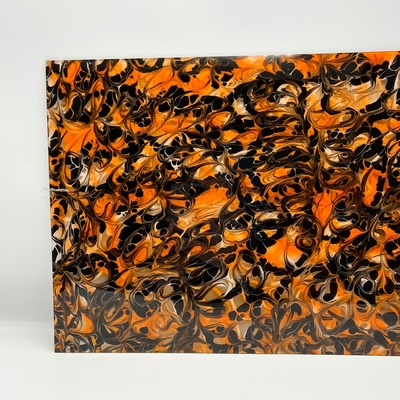 Màu cam đen Swirls Đúc tấm acrylic dày 10mm cho thủ công mỹ nghệ